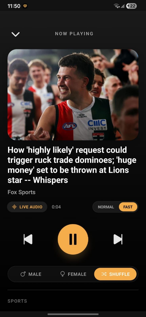 Hands-Free AI Audio News: Continuous Smart Playback