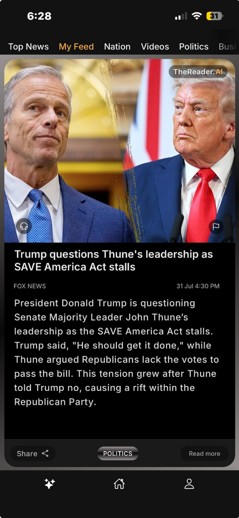 TheReader.AI USA App Screen